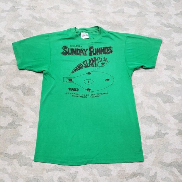 Other - Vintage Hanes Sunday Funnies Shirt Mens Medium Green Short Sleeve Single Stitch